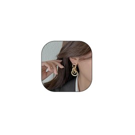 14K Gold Geometry Statement Drop Dangle Earrings for Women, Chunky Personality Link Knot Earrings,Trendy Party Anniversary Jewelry Gifts (Gold)