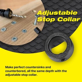 JNB Pro Countersink Drill Bit Set – 8 Tapered Countersink Bits with Adjustable Collar, Easy Change Hex Wrench, Includes 3+1 Free Extra #8 Bits, Precision Design for Drilling & Woodworking, 11/64"