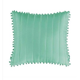 Beautiful 3PCs Quilted Printed Patchwork Modern Bedspread Comforter Throw Set With 2-Pillow Shams (Green (Pom-Pom), Filled Cushion 17" x 17")
