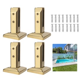 LukLoy 4 Pack 2.6lb 304 Stainless Steel Glass Spigots Pool Fence Spigot Clamp for Home Garden Stairs Balustrade Railing Balcony Glass Mounting Brackets Gold - Level 3