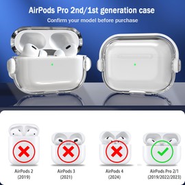 MHYALUDO Compatible with AirPods Pro 2nd Generation Case, Stand Design with Safety Closure, Clear Anti-Yellow Discolouration & Soft Shockproof Case with Cleaning Kit for AirPods Pro 2 Case, White