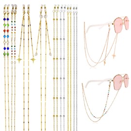 8Pcs Eyeglass Chain, Fashion Glasses Chain Women, Bead Glasses Strap Sunglasses Chain Strap Eyewear Chain Glasses Cord Glasses Holder Around Neck for Women