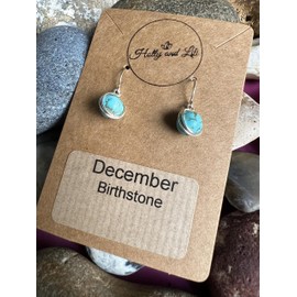Crystal Earrings, Birthstone Earring, Birth Month Hooks, 925 Earrings, Birthstone Gifts, Month Of Birth Earrings, Healing Earrings (December - Turquoise)