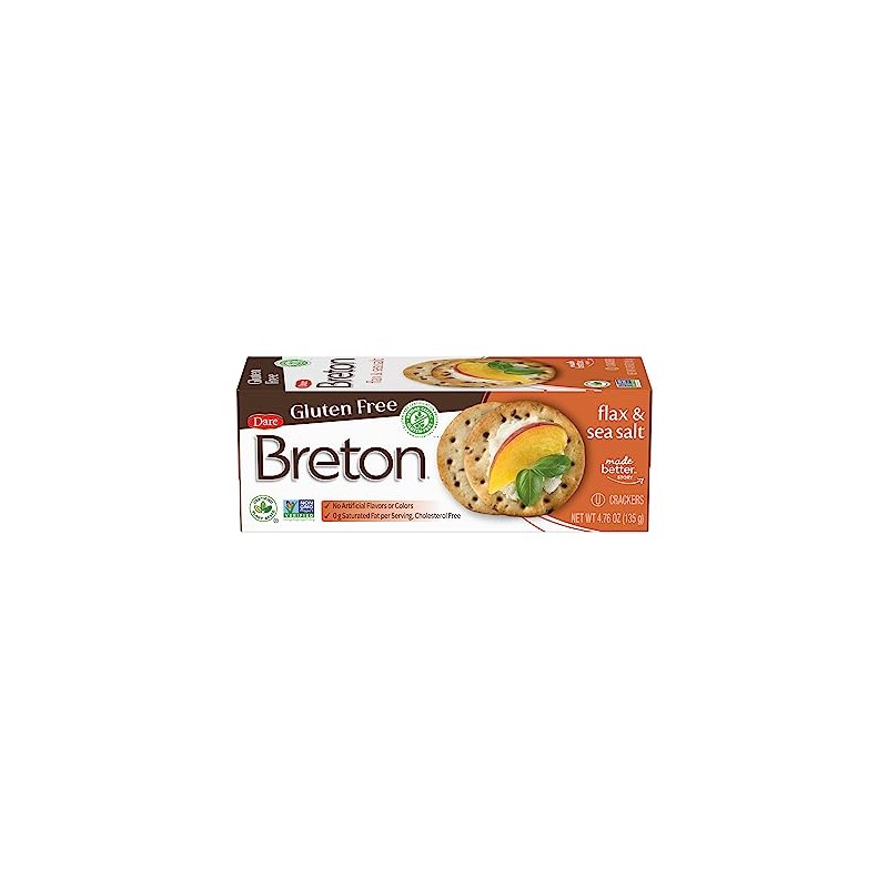 Dare Breton Gluten Free Crackers, Original with Flax, 4.76 Ounce,Pack