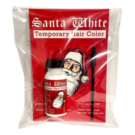 Santa White 1 oz - Temporary Hair Color Liquid with Brush - Sweat Proof Instant Christmas Santa Claus Hair and Beard Color Long Lasting Opaque Vibrant Washes with Soap and Water