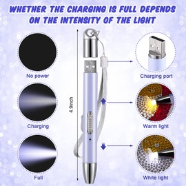 Chuangdi 2 Pieces Diamond Painting Pen LED Drill Pens Diamond Painting Accessories 12 Pen Heads, 2 Anti-Slip Mats, 2 Wax Organizer Cases for DIY Painting Craft Supplies Tools(Purple, Pink)