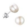 Suplight 925 Stelring Silver Pearl Earrings Studs 8mm Large Freshwater
