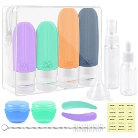 ERKOON Travel Set for Filling 14 Pieces Travel Sizes Products for Shampoo, Lotion, Cream, Ideal for Air Travel, Camping & Business Gifts TSA Approved