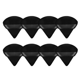 FAVYC 8Pcs Triangle Powder Puffs Face Soft Triangle Makeup Puff Velour Cosmetic Sponge Beauty Makeup Tools (Black)