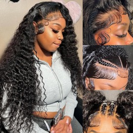 Simeider Deep Wave Lace Front Wigs Human Hair 13x6 HD Lace Front Wigs Human Hair Pre Plucked Wet And Wave Wigs For Women 200% Density Deep Curly Human Hair Wigs With Baby Hair 22 Inch Deep Wave Wig