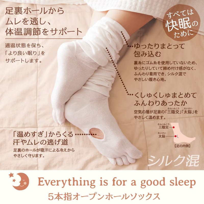 アルファックス 5本指オープンホールソックス キナリ
