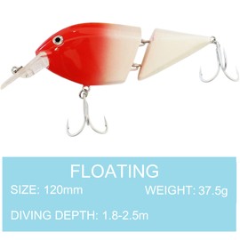 SEABUZZ Wobbler für Hecht & Wels und Zander 37,5g x 12cm Flachläufer 1,8-2,5m - Angelköder mit 2 Drillingshaken - Raubfisch Angeln Köder - Kunstköder - Hechtköder - Fishing Lures – Fischköder (HRH)