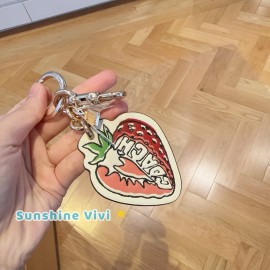 Coach NWT Coach Strawberry Bag Charm Keychain Fob CAO53 Gold/Chalk Multi