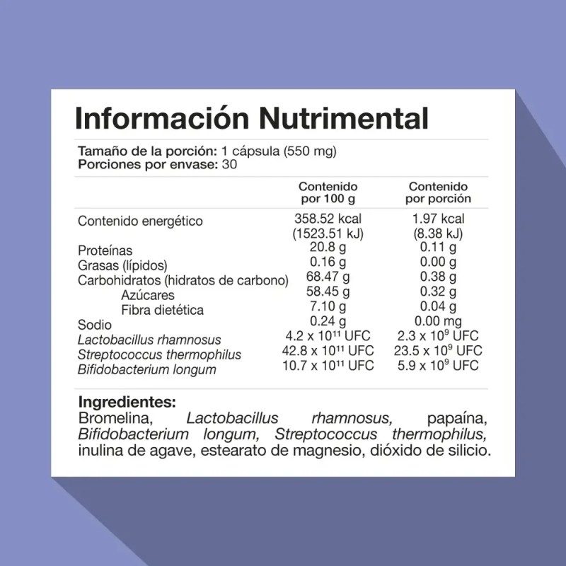 Probiótico 30 Billones + Enzimas Digestivas 30 Cápsulas