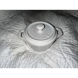 Staub New STAUB Mini La Cocotte White Ceramic Casserole Dish w/Lid 8 oz