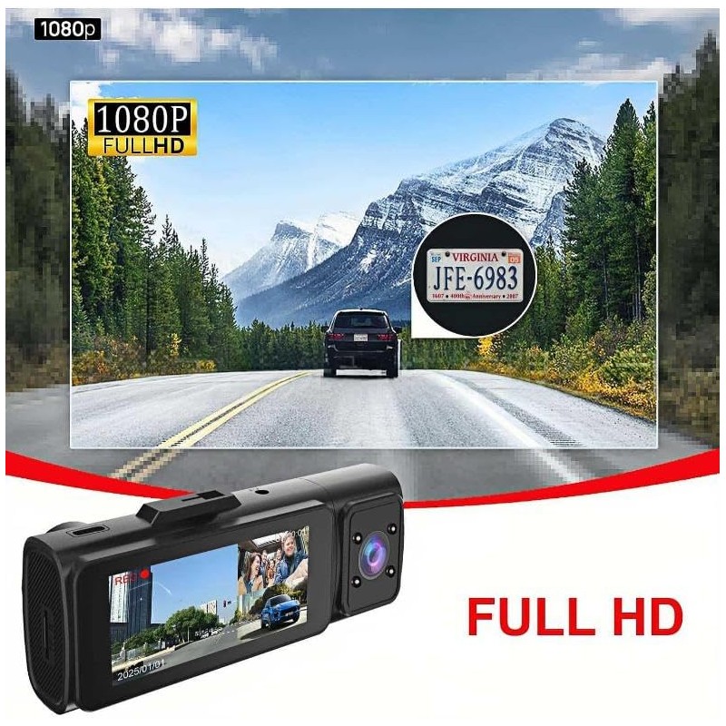 MIOLLYBO 1080P Dash Camera with WiFi for Cars, 3 Channel