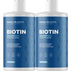 Maple Holistics Champú Voluminizador De Biotina Para Adelgazamiento Del Cabello - Champú Para Cabello Fino Con Argan Romero Y Aceites Esenciales Para El Cuidado Del Cabello - Shampoo Vegano S