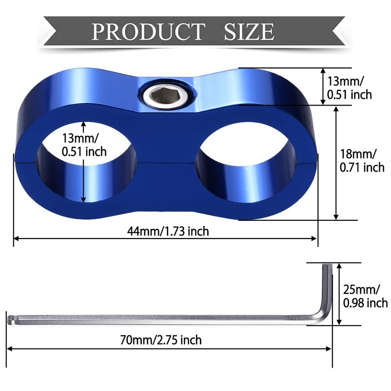Vignee 5 Pieces Separator Clamp Fuel Line Mounting Clamps (Blue,AN6)
