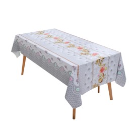 Heavy Duty Waterproof Vinyl Tablecloths for Rectangle Tables, Dahlia Flower Oil Proof Spill Proof PVC Table Cloth, Wipe Clean PVC Table Cover for Dining, Camping, Picnic, Outdoor (001,grey, 55*78)