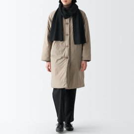 MUJI DD0ISA3A Scarf, Recycled Polyester Blend, Ribbed Muffler, Unisex, Adult, Black, 10.6 x 70.9 inches (27 x 180 cm), Set of 2, Black