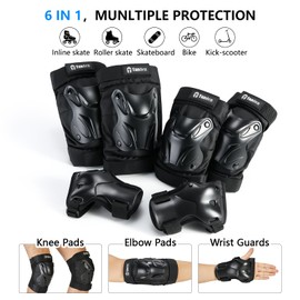 Tanden Skating Protective Gear Kids Toddler Knee Pads and Elbow Pads Set, Bike Protection for Kids Wrist Guards for Roller Skating Skateboarding Cycling Black