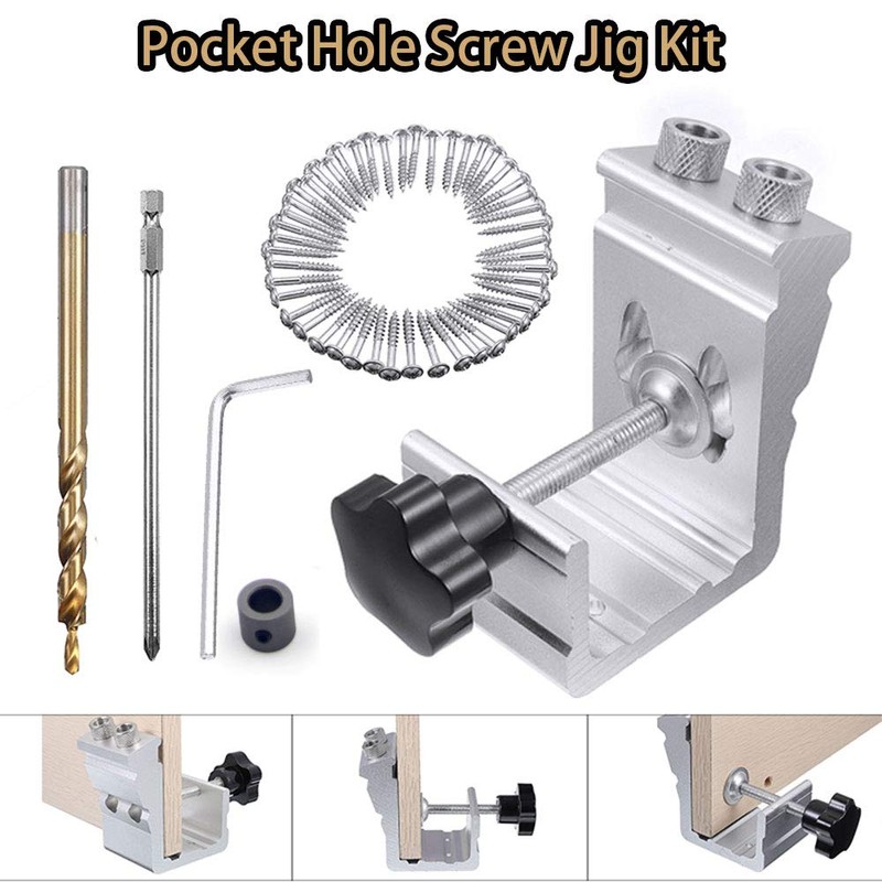 Pocket Hole Screw Jig Dowel Drill Kit Woodworking Angle Drilling