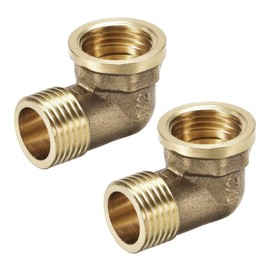 TOP-VIGOR 2Pcs Brass Pipe Fitting 90 Degree Elbow 1/2 PT Male X 1/2 PT Female, Heavy Duty Garden Hose Adapter