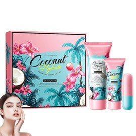 Coconut Body Care Set, Body Lotion, Hand Cream, Lip Balm, 3-Piece Gift Set, Rich Body Lotion for Very Dry Skin, Body Care Coconut Body Lotion