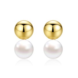 Pearl Earrings for Women Statement Simple Drop Dangle Freshwater Stud Earrings Bridal with Small Pearls for Women, Stainless Steel, No Gemstone