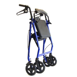 Healthline Trading 4 Wheel Rollator with Handle Brakes and Pouch, Blue