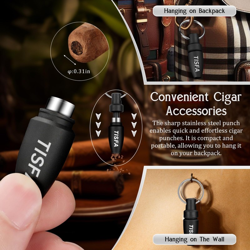 TISFA Cigar Humidor Set Travel Humidor for 5 Cigars Includes