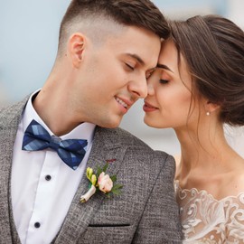 Luckyvestir Men's Plaid Bow Tie, Pre-Tied, Adjustable, Wedding, Tuxedo, Party (Bowtie 05)