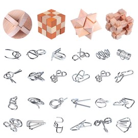 Brain Teaser Puzzle for Kids Adults Puzzle Games Wooden and Metal 3D Unlock Interlocking Puzzle Educational Toy 28Pcs