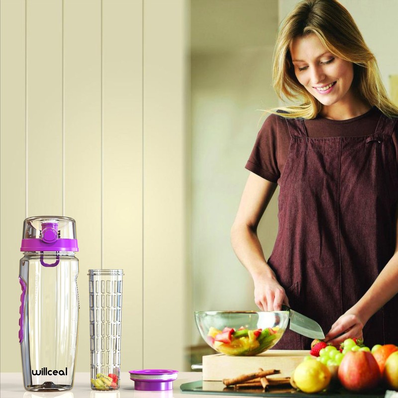 Fruit Infuser Water Bottle 32oz Willceal- Durable, Large - BPA