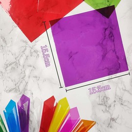 Cellophane Transparent Paper Cellophane Paper Origami Cellophane Sheet Wrapping Transparent Film for Kids DIY Decoration Packaging Craft Paper Transparent 8 Colors Set of 120