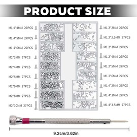 Kleine Schrauben Sortiment Kit, Winzige Mikroschrauben Set, Uhrenbrille Computer Ersatzschrauben, Winzige Reparaturschrauben Set mit Schraubendreher Pinzette,brillen schrauben