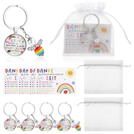 Vyuwast 4 Sätze Geschenke für Erzieherinnen, Schlüsselanhänger mit Perlenengel, Dankeskarte, Abschiedsgeschenk für Erzieher, Kindermädchen, Kita, Kindergarten