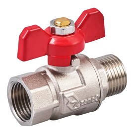 zencQ Ball Valve with Screw Connection 1/2 Inch MF, Brass Ball Valve with Wing Handle, Ball Valve Made of Brass Connection with Internal Thread and External Thread Wing Handle for Industry, Water