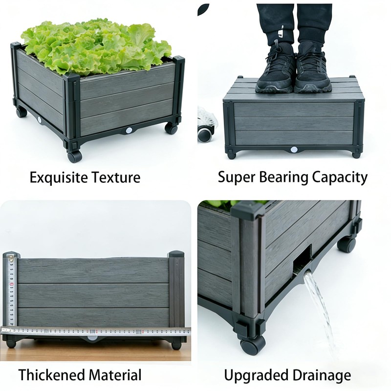 Ywie up Triple Compartment Elevated Raised Garden Bed with Wheels,