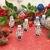 6 PCS Christmas Nutcracker Ornaments,Wooden Nutcracker Christmas Decoration Pendant,Silver Nutcracker