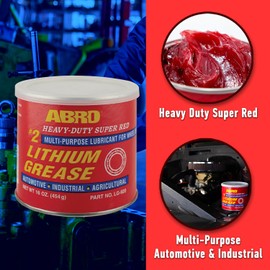 ABRO #2 Super Red Lithium Grease: Multipurpose Heavy-Duty Lubricant for Extreme Conditions, Automotive, Industrial, & Agricultural Use, Wheel Bearings, Brakes 16oz.