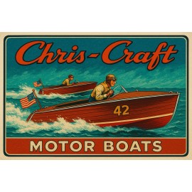 Chris Craft Motor Board Racing Vintage Style Metal Sign