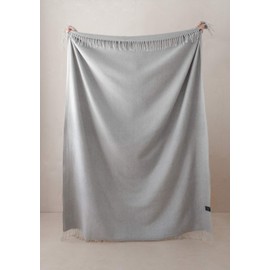 The Tartan Blanket Co. Recycled Wool Blanket Herringbone Silver (59" x 75")