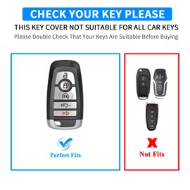 QBUC for Ford Key Fob Cover,Leather Key Shells Compatible with Ford Explorer Bronco Escape Expedition Edge F150 Fusion Mustang Ranger Lincoln (Blue, 5 Buttons)