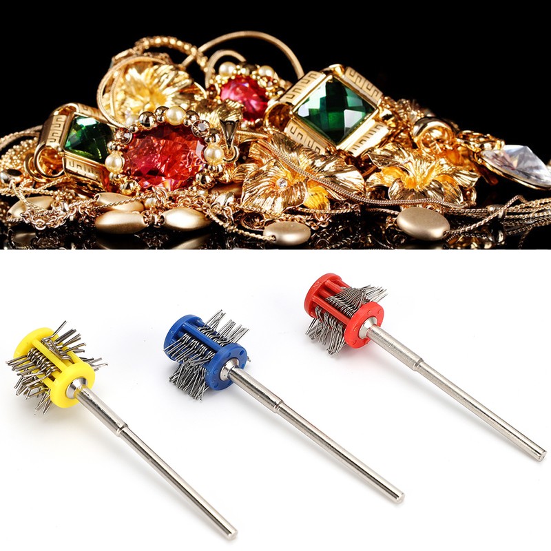 3Pcs Metal Texturing Brush Polishing Jewelry Rust Cleaning Wire Brush