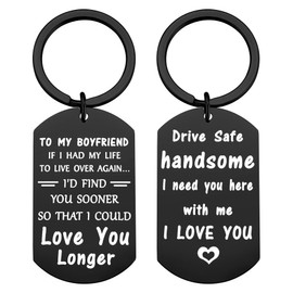 Ukodnus Drive Safe Handsome Keychain for Him, Birthday Christmas Valentine's Day Key Chain Gifts for Boyfriend, I Love You Keychain for Boyfriend from Girlfriend