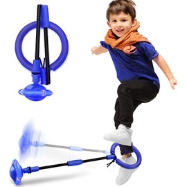 Children's Jump Ring, Foot Gyro, Swing Wheel with Light Wheel, Children's Swing Wheel, Foldable Jumping Ball, Flashing, Suitable for Gift Children 6 from 10 Years (Blue)