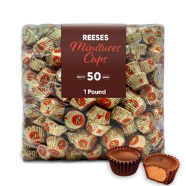 Miniatures Milk Chocolate and Peanut Butter Cups Candy,1 Pounds approx 50 pieces Gluten Free, Individually Wrapped,