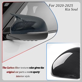 MXkanos Side Mirror Cover, for Kia Soul 2020 2021 2022 2023 2024 2025, Carbon Fiber Side Rear Mirror Covers Body Kit Accessories for Cars（with Turn Signal Cutout）