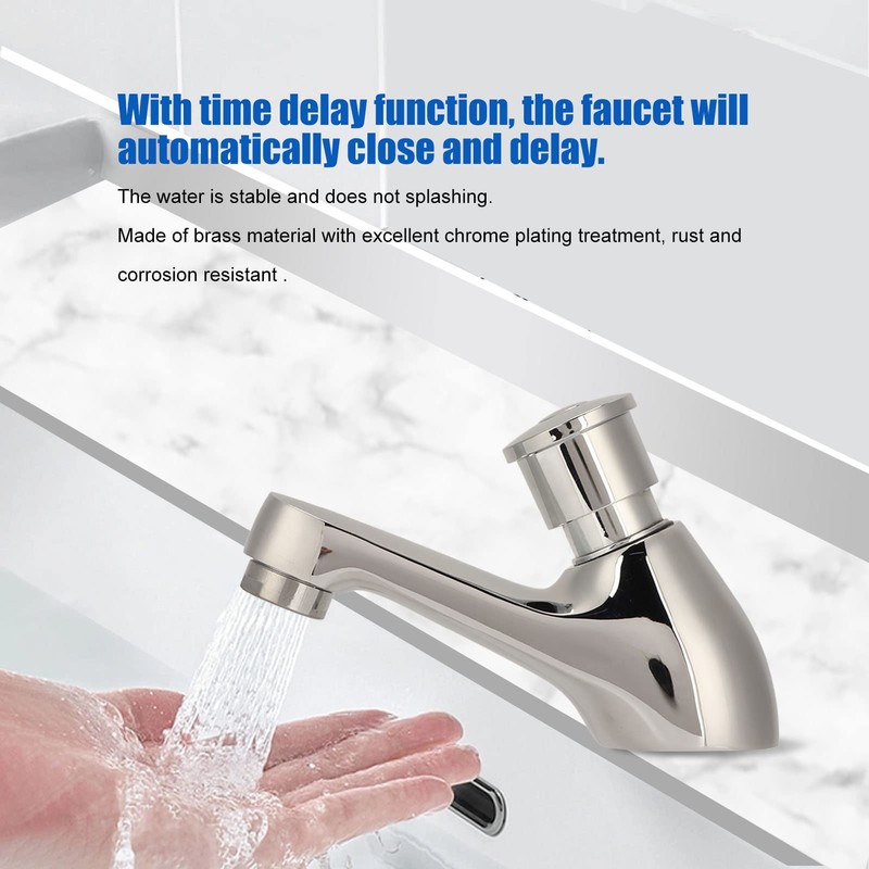 Washbasin Tap, G1/2 Delay Faucet, Single Cold Water Tap, Self-Closing